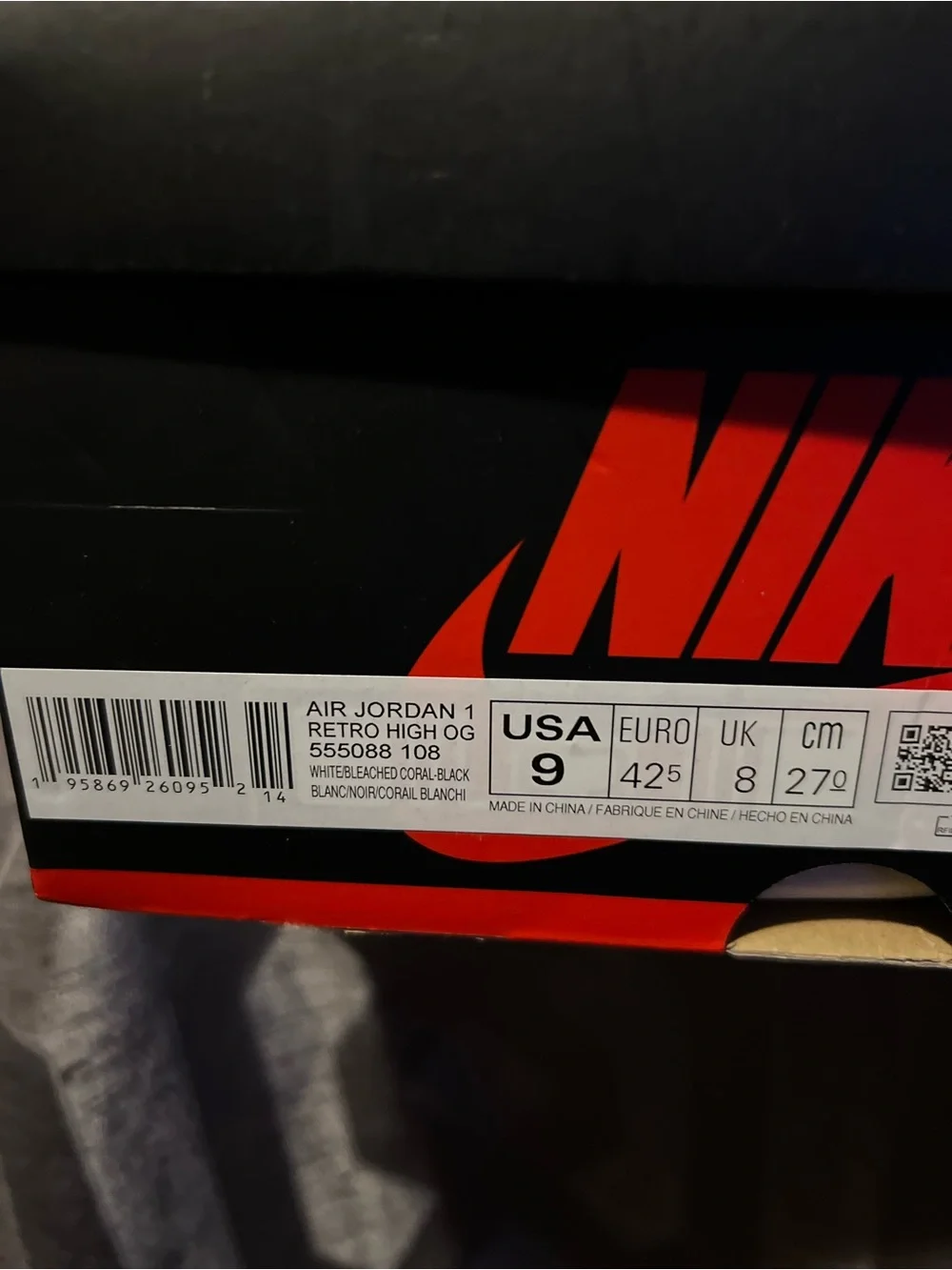 Nike Air Jordan 1 Retro High OG Stage Haze Bleached Coral - Men's Size 9